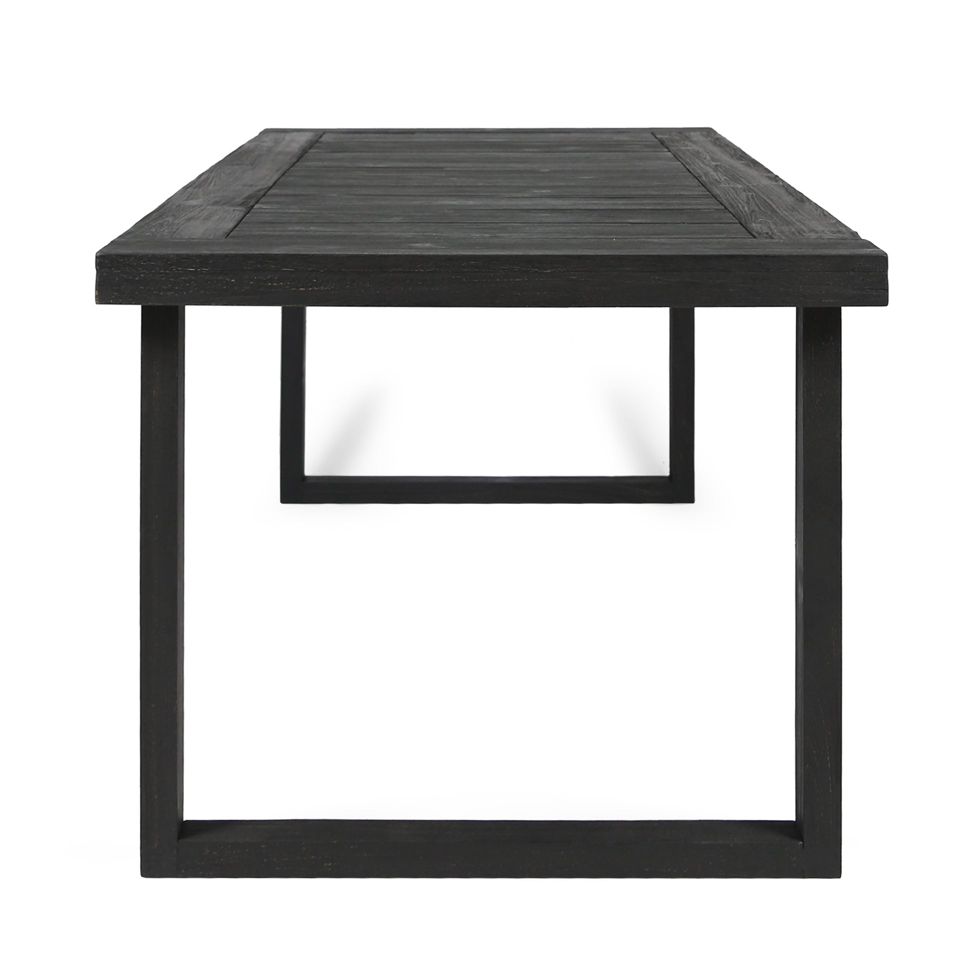 Outdoor 69" Acacia Wood Dining Table, Sandblast Dark Gray Finish Dark Grey Acacia Wood