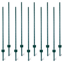 Fence Posts 5Feet 10Pack, Heavy Duty Metal Fence Post With U Channel, Steel Fence U Post For Holding Garden Wire Fence, Corner Anchor Posts Etc. Green Steel