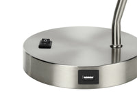 Lighting, 17"H, Table Lamp, Usb Port Included, Nickel Metal, Nickel Shade, Modern Silver Metal