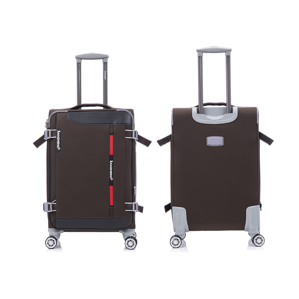 Softside Upright Luggage Set Expandable, Lightweight,4 Piece 20 24 28 32 Coffee Contemporary Fabric