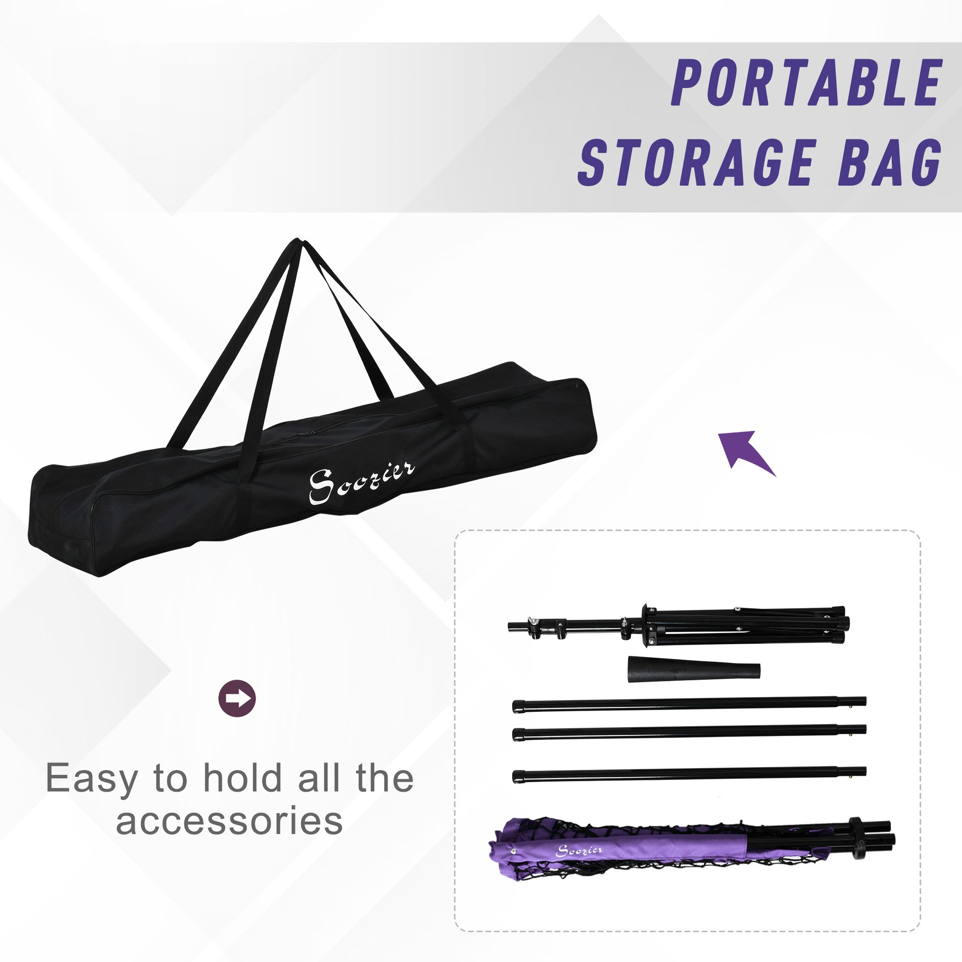 Soozier Baseball Practice Net Set With 7.5X7Ft Catcher Net, Ball Caddy And Batting Tee, Portable Baseball Practice Equipment With Carry Bag For Hitting, Pitching, Batting, Catching, Purple Purple Steel