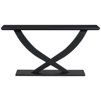 Mirod 57'' Modern Rustic Console Table With Cross Leg Design,Sturdy Construction And Large Surface Space,Perfect For Living Room Or Bedroom Black Mdf Acacia