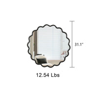 Solid Wood Wavy Mirror Black Mirror Wall Decor 31" X 31" Modern Mirror Wall Decor For Bathroom, Bedroom, Living Room, Dining Room, Cloakroom, Entryway Oval Or Circle Framed Black Living Room Medium 25In 32In Glass Solid Wood