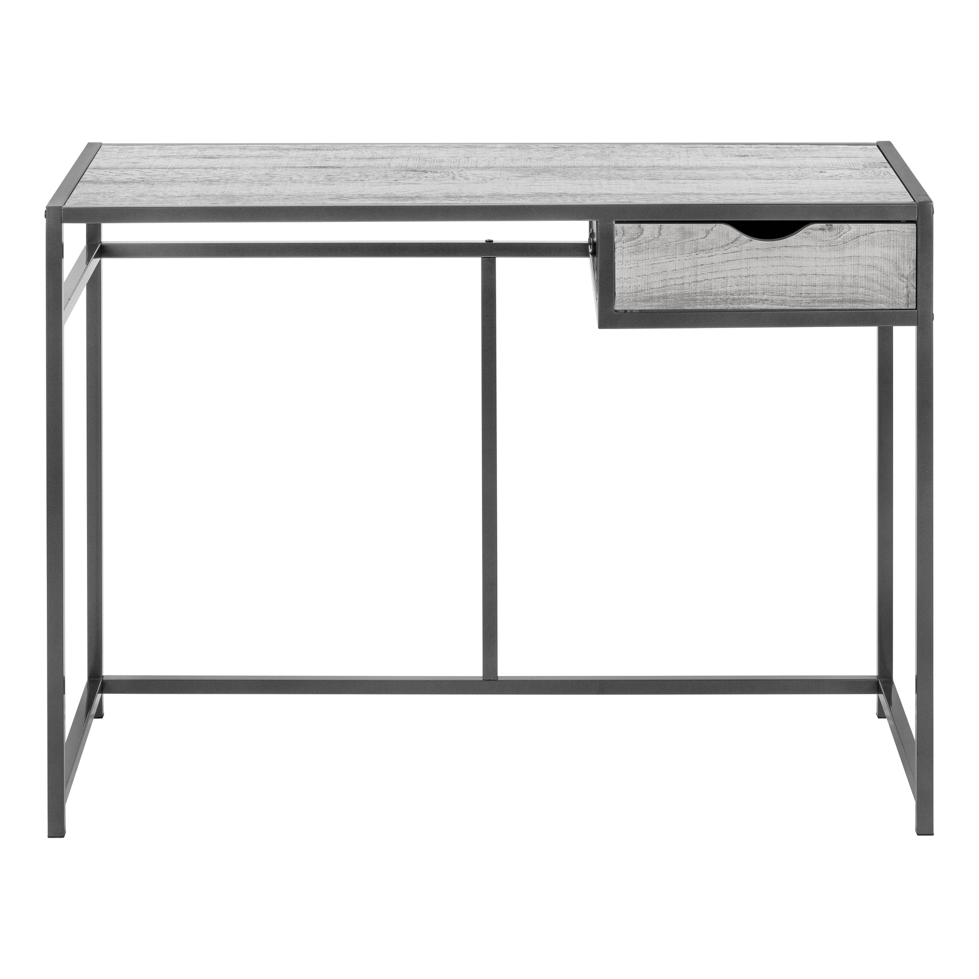 Computer Desk, Home Office, Laptop, Storage Drawer, 42"L, Work, Grey Laminate, Black Metal, Contemporary, Modern Grey Mdf