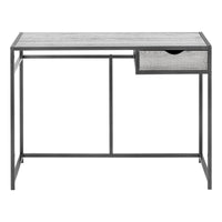 Computer Desk, Home Office, Laptop, Storage Drawer, 42"L, Work, Grey Laminate, Black Metal, Contemporary, Modern Grey Mdf