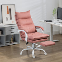 Vinsetto Executive Massage Office Chair With 6 Vibration Points, Microfiber Computer Desk Chair, Heated Reclining Chair With Footrest, Armrest, Double Padding, Pink Pink Polyester