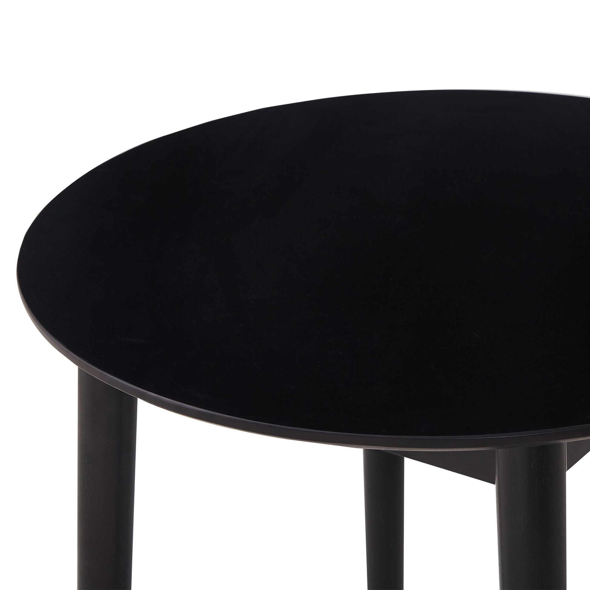 Black Round Table, All Solid Wood, Can Sit 2 4 People Diameter 31.5 Inches Black Solid Wood