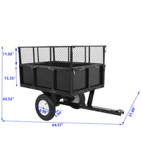 Heavy Duty Lawn Mower Trailer Steel Dump Truck, 661.4 Lbs Load, Garden Utility Trailer With Removable Sidewalls For Transporting Soil, Peat, Building Materials Black Iron