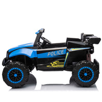 24V Two Seater Kids Ride On Electric Car W Parents Control,Seat Width 20.47In,2Wd,Four Wheel Suspension,The Police Car With A Megaphone,Power Display,Bluetooth,Mp3,Usb Tf,Music,Led Lights For Kids. Blue Polypropylene