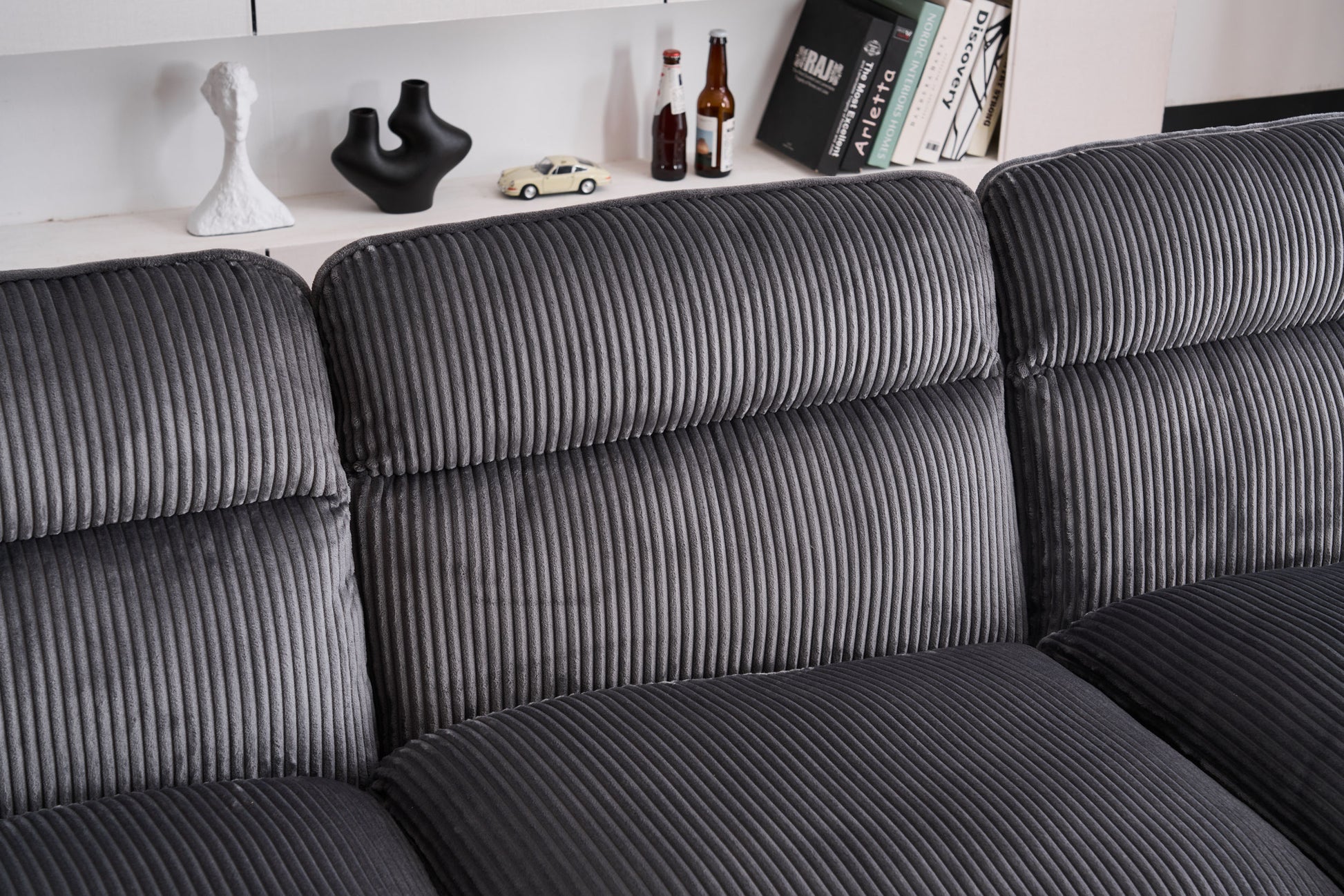 U Shaped Profile Sofa, Including Two Single Seats And Two Chaise, Modular Sofa, Corduroy Sofa Grey Foam Corduroy 4 Seat