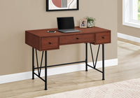 Computer Desk, Home Office, Laptop, Storage Drawers, 48"L, Work, Brown Laminate, Black Metal, Transitional Cherry Particle Board