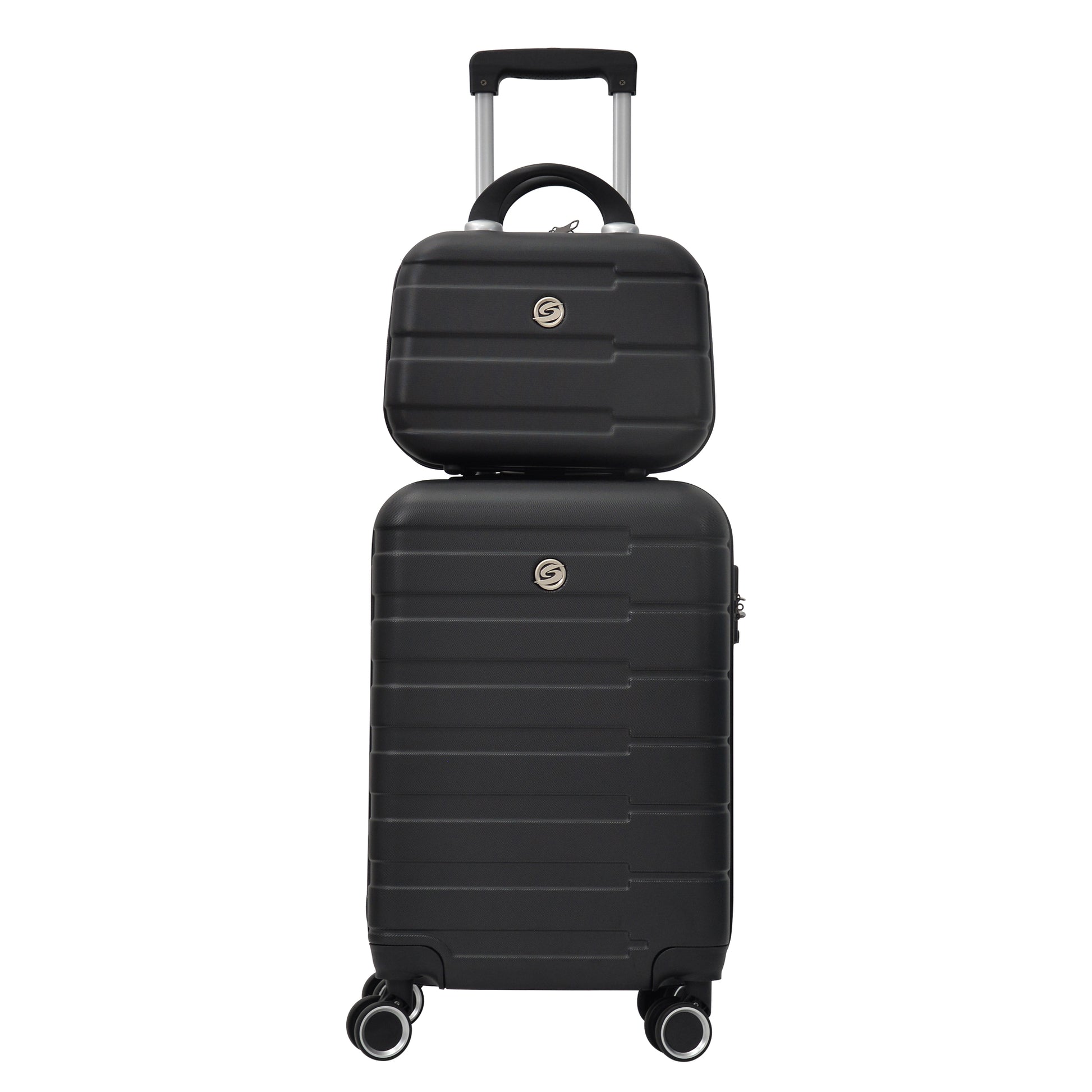 4 Piece Hard Shell Luggage Set,Carry On Suitcase With Spinner Wheels,Family Luggage Set,Black 12 20 24 28In Black Abs