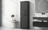 Tall Bathroom Storage Cabinet, Freestanding Storage Cabinet With Drawer And Adjustable Shelf, Mdf Board With Painted Finish, Black Black Mdf