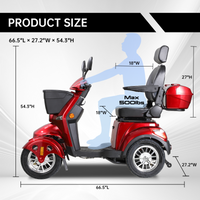 Xl3D4L Electric Mobility Recreational Travel Scooter For Adults,Mobility Scooters For Seniors, 4 Wheel Powered Mobility Scooters Red Abs Pc Abs Pc