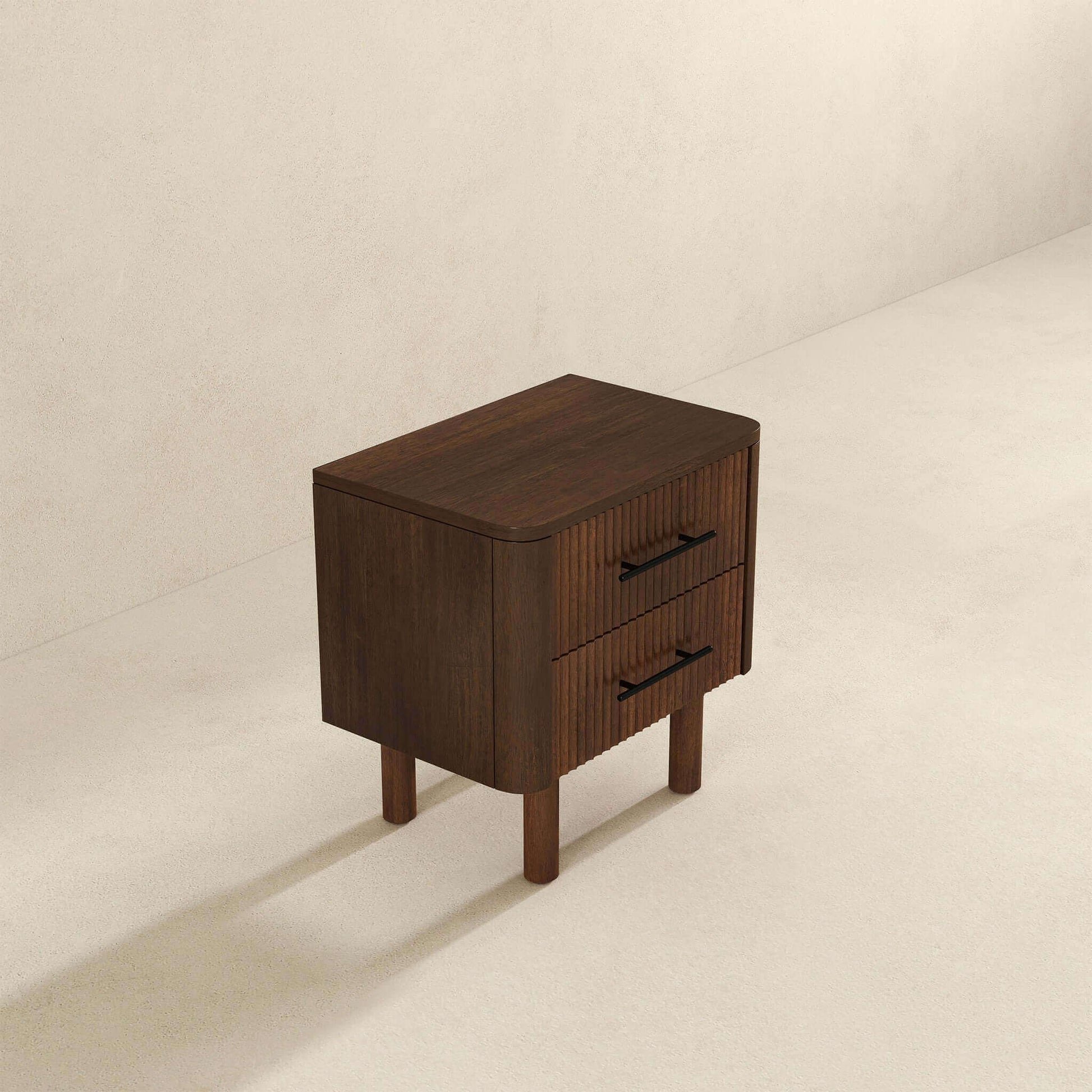 Logan Mid Century Modern Walnut Nightstand Bed Side Tables With 2 Drawers Brown,Wood Brown 2 Drawers Mid Century Modern Solid Wood Walnut Solid Wood