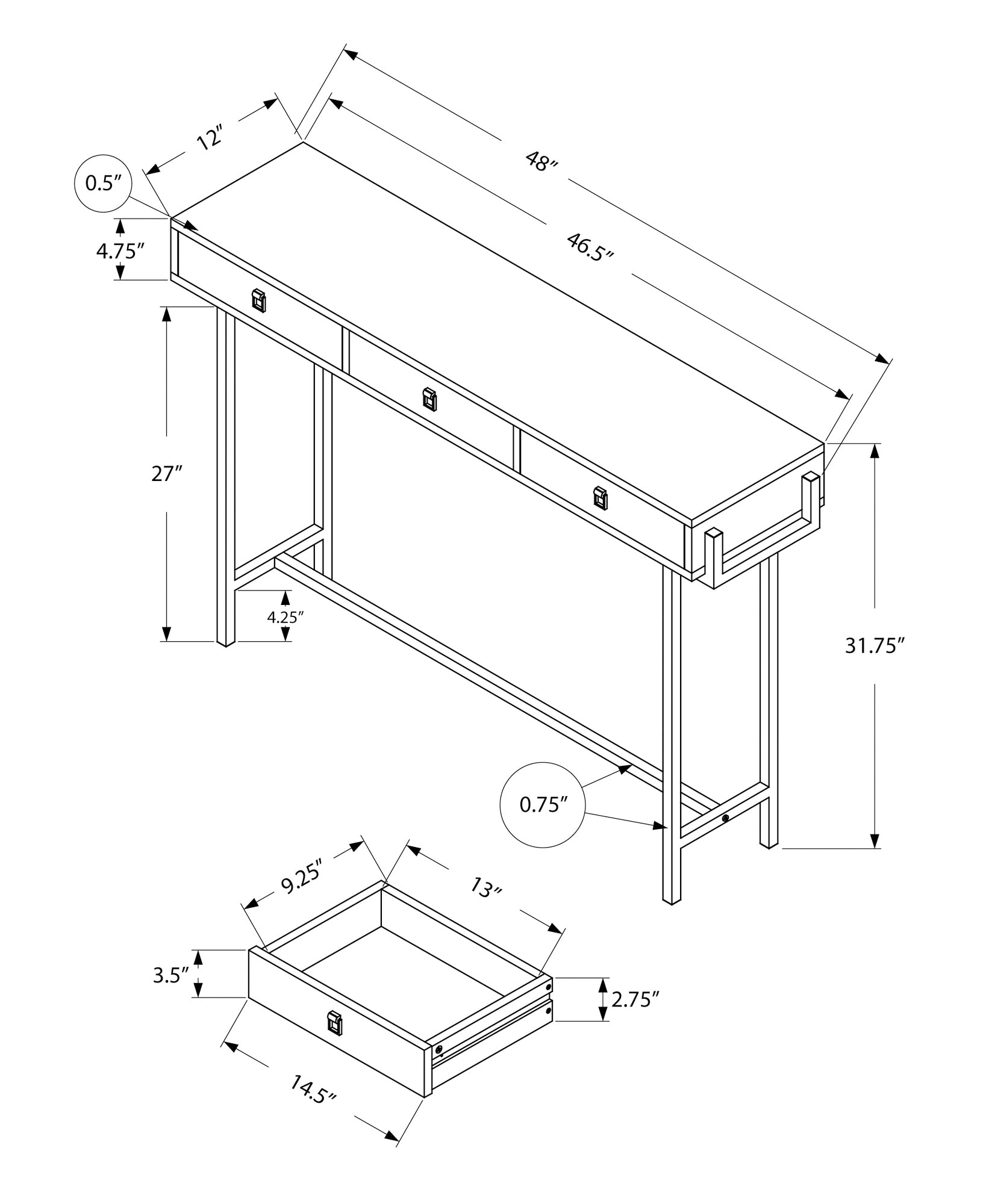 Accent Table, Console, Entryway, Narrow, Sofa, Storage Drawer, Living Room, Bedroom, Glossy White Laminate, Chrome Metal, Contemporary, Modern White Particle Board