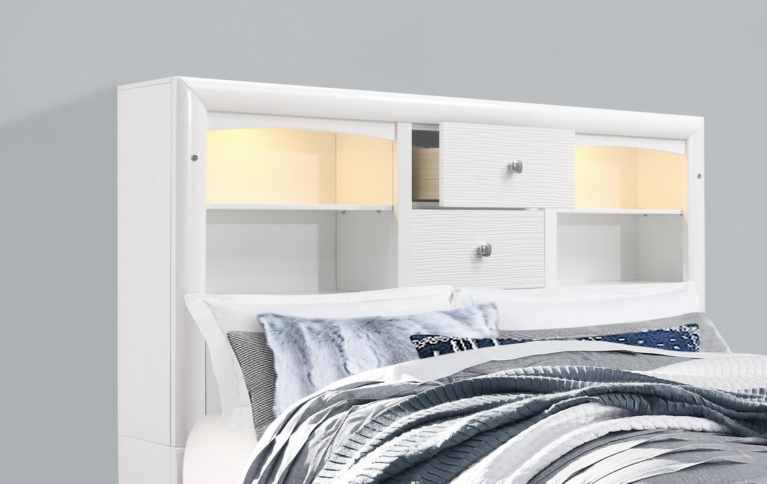 Civic White Full Bed White Solid Wood Mdf