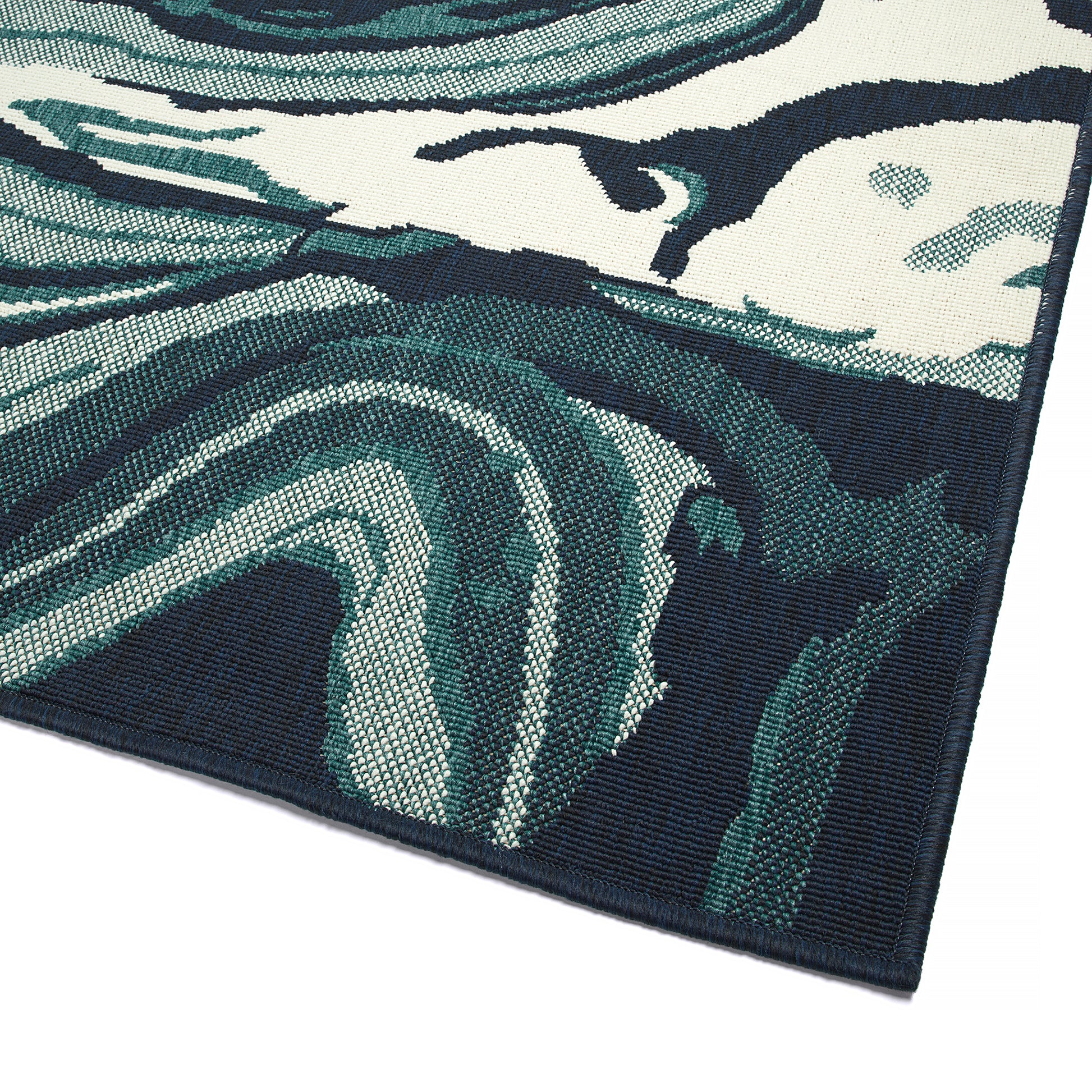 Modern, Abstract, Textured Cut Pile 1'11" X 3'7" Rectangle Throw Rug Teal Polypropylene