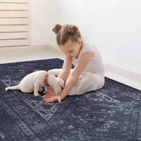 Naar 2X3, Machine Washable Area Rugs, Low Pile, Non Slip, Non Shedding, Foldable, Kid & Pet Friendly Area Rugs For Living Room, Bedroom, Kitchen, Dining Room Rug Perfect Gift, Black Gray, 2'X3' Black Gray Chenille Polyester