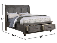 Queen Size Bed W Underbed Drawer Vintage Look Gray Color Beautiful Panel 1Pc Bedframe Bedroom Box Spring Required Queen Antique Gray,Gray Wood Bedroom Contemporary,Modern,Transitional Storage