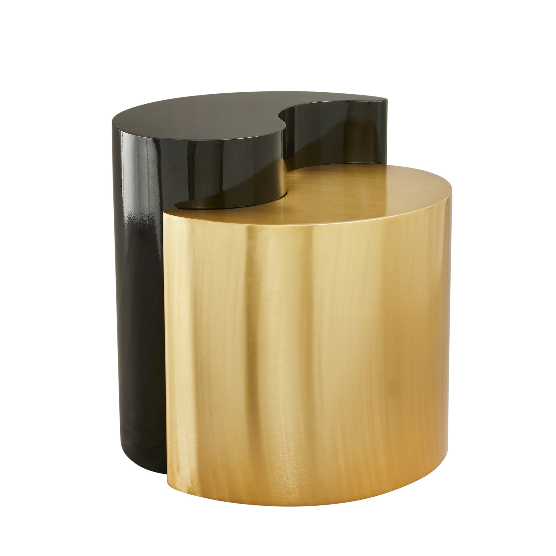 Modern & Contemporary Style End Table Made With Iron Sheet Frame In Black & Gold Black Gold Primary Living Space Modern Glossy Round Coffee & End Tables Iron Iron