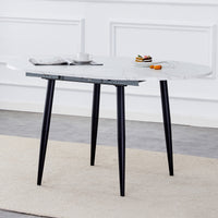 With A Clever Retractable Mechanism, The Mdf Table Top Is Made Of Black Metal Legs And Has A Smooth And Delicate Surface. The Unique Look Creates The Sleekof A Modern Home. White Mdf Metal