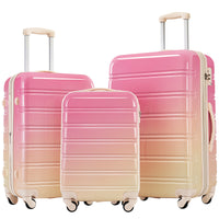 Hardshell Luggage Sets 3 Piece Gradient Color Expandable Suitcase With Spinner Wheels And Tsa Lock Lightweight 20" 24" 28" Available,Pink And Yellow Yellow Red Abs