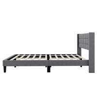 Queen Size Upholstered Platform Bed With Support Legs, Gray Box Spring Not Required Queen Gray Wood Bedroom Bed Frame Polyester Upholstered