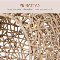 Pawhut 20.5" Weaved Cat Bed, Elevated Hand Woven Braided Banana Leaf Kitten House Condo With Cushion, Beige Beige Rattan