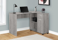 Computer Desk, Home Office, Corner, Storage Drawers, 46"L, L Shape, Work, Laptop, Grey Laminate, Contemporary, Modern Grey Particle Board