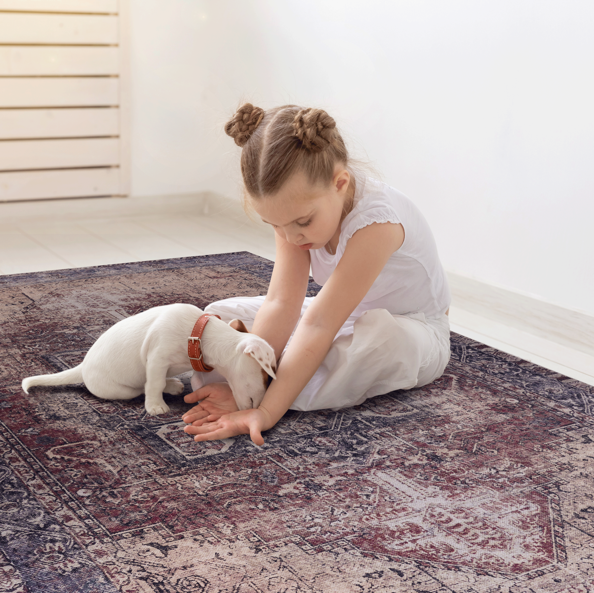 Area Rugs 4X6, Washable Rug, Low Pile, Non Slip, Non Shedding, Foldable, Kid & Pet Friendly Area Rugs For Living Room, Bedroom, Kitchen, Dining Room Rug For Gifts, Burdy, 4' X 6' Burgundy Chenille Polyester