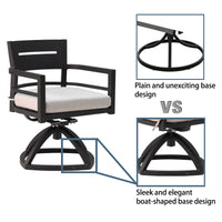 7 Piece Outdoor Patio Aluminum Furniture, Modern Dining Set, Including 6 Swivel Rockers Sunbrella Fabric Cushioned And Rectangle Dining Table With Umbrella Hole, Ember Black Yes Dining Set Ember