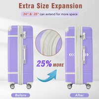 Hardshell Luggage Sets 4 Pieces 20" 24" 28" Luggages And Cosmetic Case Spinner Suitcase With Tsa Lock Lightweight Purple Abs