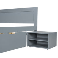 Full Size Platform Bed With Drawer And Two Shelves, Gray Expected Arrival Time: 10.28 Full Gray Mdf Lvl