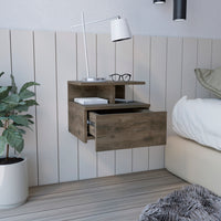Adele Floating Nightstand With Drawer And Open Storage Shelves Brown 1 Drawer Bedroom Open Storage Modern Shelf Particle Board Engineered Wood