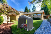 7X8 Ft Outdoor Portable Gazebo Storage Shelter Shed With 2 Roll Up Zipper Doors & Vents Carport For Motorcycle Waterproof And Uv Resistant Anti Snow Portable Garage Kit Tent, Grey Grey No Foundation Needed Garden & Outdoor American Design,American