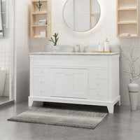 49'' Cararra White Marble Vanity Top&Ceramic Sink White Marble Marble