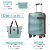 Luggage Sets 3 Piece Carry On Luggage 22X14X9 Airline Approved, Lightweight Hardshell Abs Suitcases With Wheels, 20 Inch, Blue Blue Abs