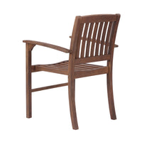 Patio Dining Chair Set Of 2, Solid Wood Indoor Outdoor Furniture Brown Brown Acacia Wood