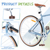 Single Speed Retro Style 700C Road Bike For Men Women'S City Bicycle,Steel Frame Blue Gray Steel