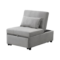 Folding Ottoman Sofa Bed Gray Grey Velvet