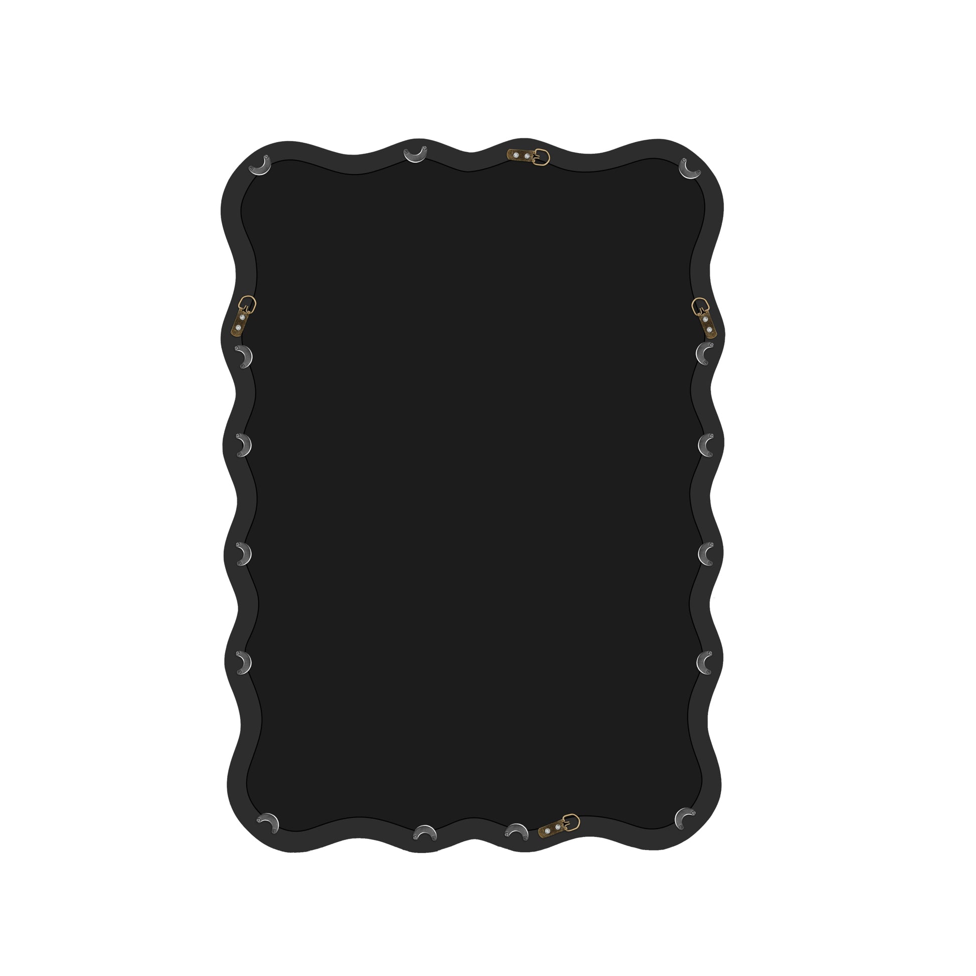 Solid Wood Wavy Rectangle Mirror Black 40" X 28" Modern Mirror Wall Decor For Bathroom, Bedroom, Living Room, Dining Room, Cloakroom, Entryway Rectangle Antique Black Living Room Large 33In 40In Glass Solid Wood