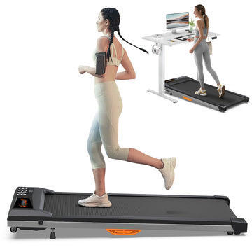 Under Desk Treadmill With Incline, Walking Pad For Home Office, Portable Walking Treadmill 2.5Hp, Walking Jogging Machine With 265 Lbs Weight Capacity App Remote Control Led Display Indoor Fitness Black Silver Abs Rubber Steel Q235