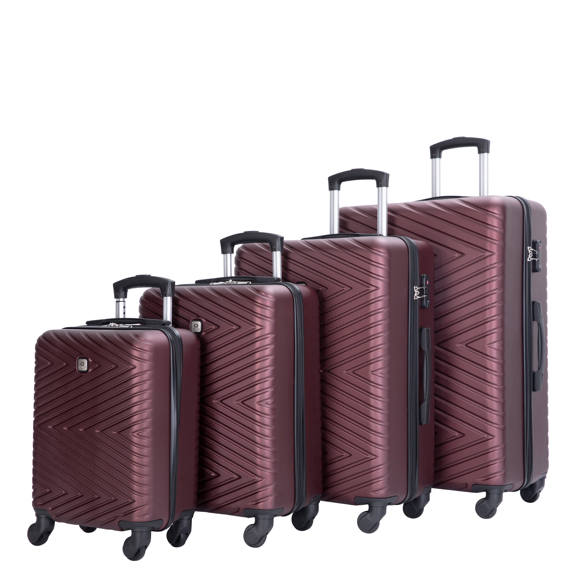 Luggage 4 Piece Abs Lightweight Suitcase With Rotating Wheels, 24 Inch And 28 Inch With Tsa Lock, 16 20 24 28 Wine Red Wine Red Abs