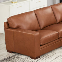 Dillon Leather L Shaped Sectional Brown Genuine Leather Wood Primary Living Space Medium Firm Cushion Back Mid Century Modern L Shaped Eucalyptus Square Arms Down Filling Leather 6 Seat