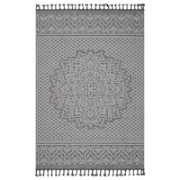 5X7 Gray White Medallion Indoor Outdoor Area Rug Grey White Polypropylene