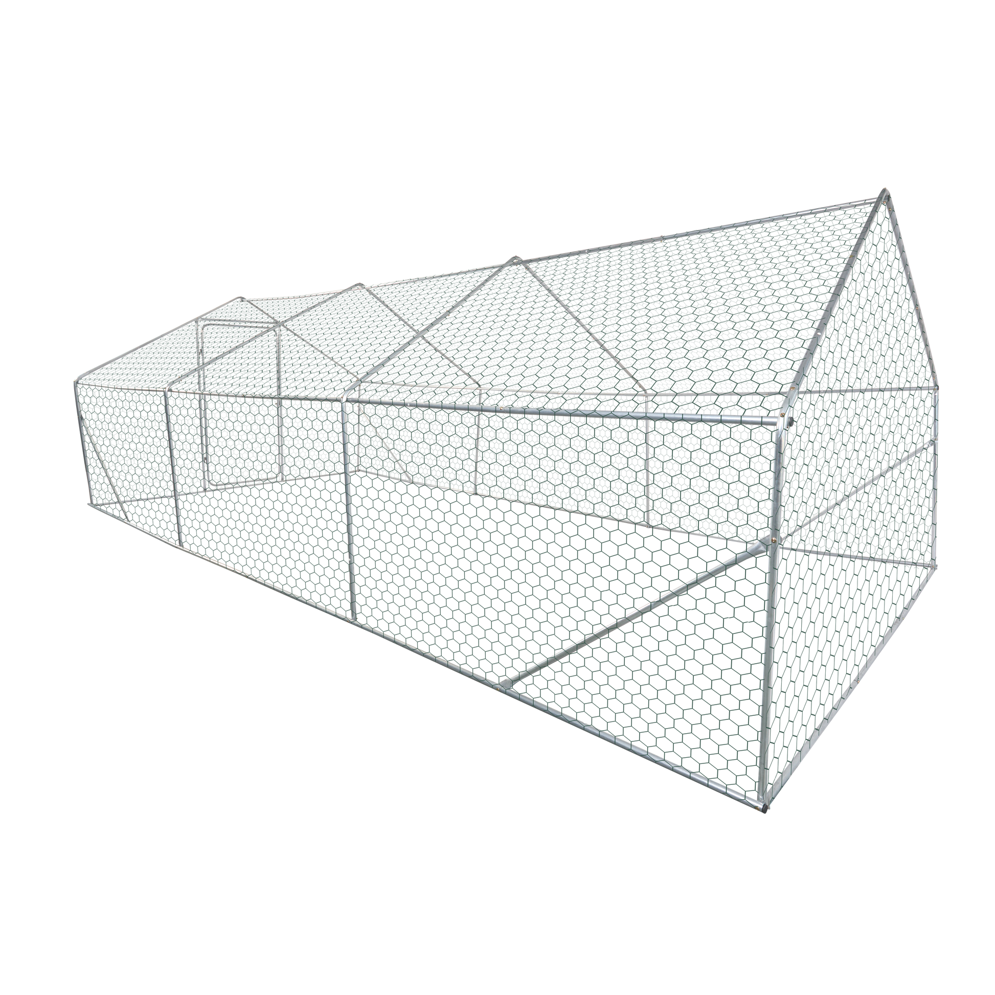 Xpt035 Outdoor Chicken Coop Metal Big Space 20*10*6Ft 3 Unit For Outdoor Farm Use Silver Grey Metal