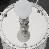 65.75"H Sheer White Drum Shade Rain Crystal Chrome Metal Floor Lamp For Living Room, Standing Lamp For Bedroom Silver White Metal