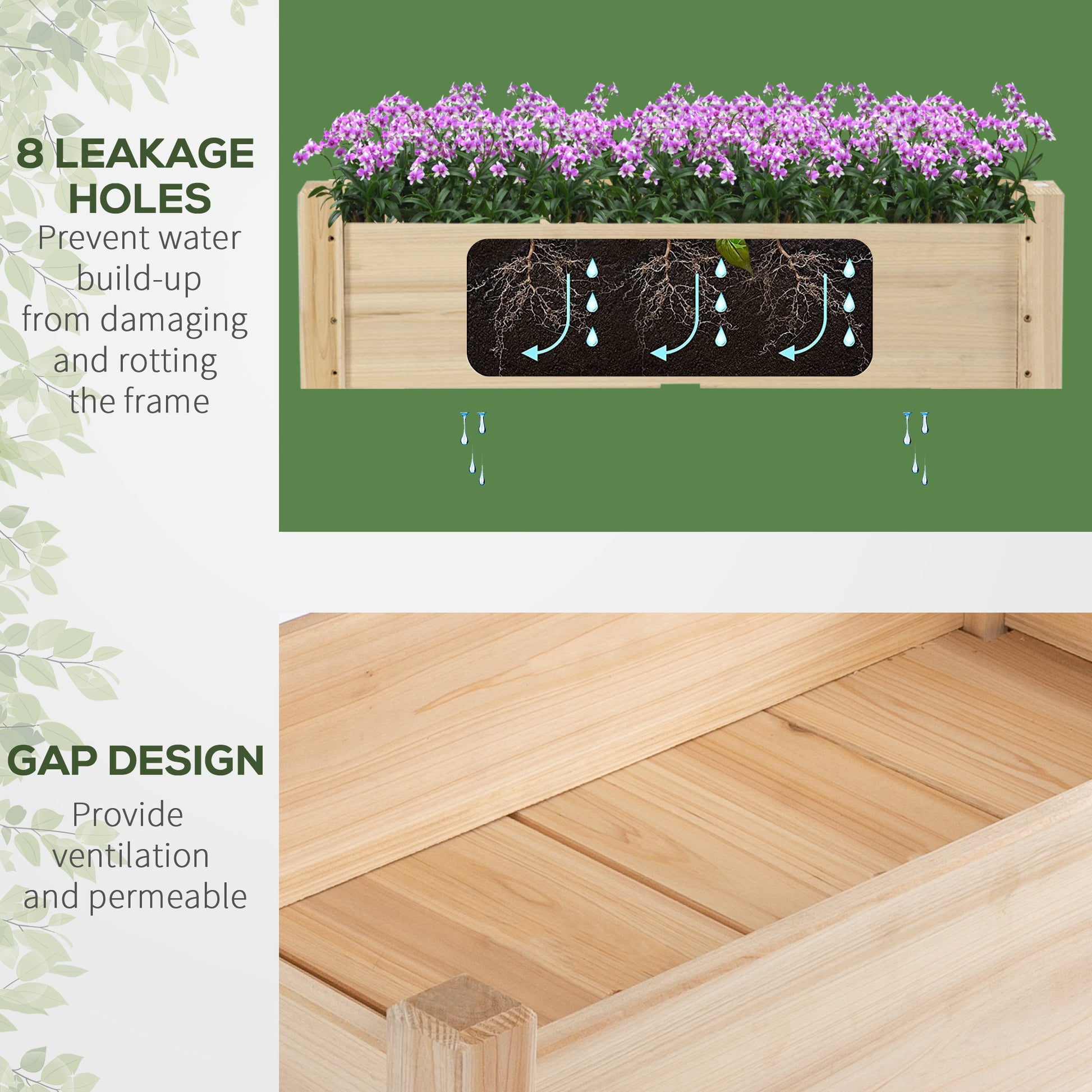 Outsunny 34"X34"X28" Raised Garden Bed, 2 Tier Elevated Wood Planter Box For Backyard, Patio To Grow Vegetables, Herbs, And Flowers, Natural Natural Wood