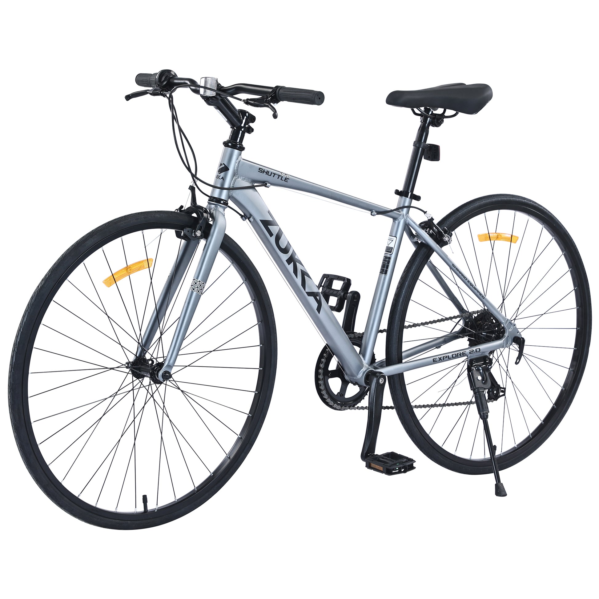 Shimano 7 Speed Hybrid Bike Aluminum Alloy Frame C Brake 700C Road Bike For Men Women'S City Bicycle Grey Aluminium Alloy